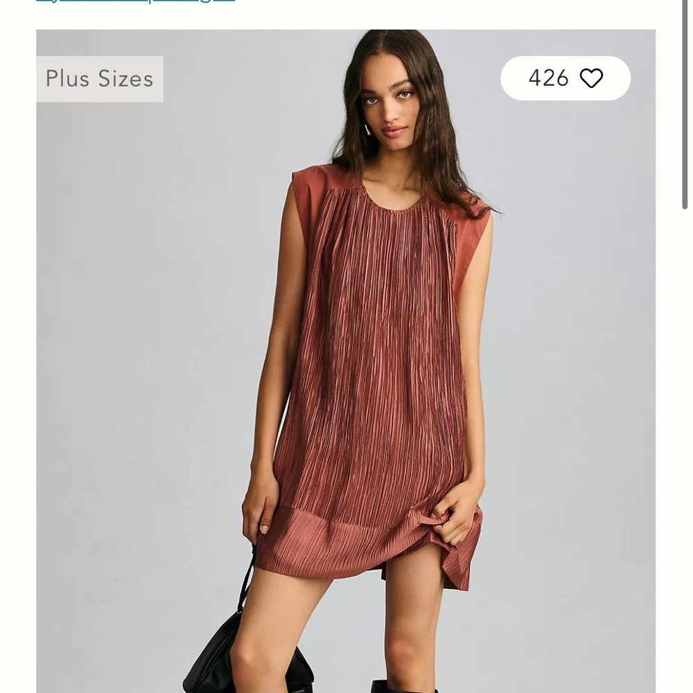 Brand new no tags By Anthropologie Cap-Sleeve Plissé Mini Dress